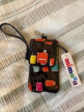 Mimosa Black Nail Polish Print Wristlet Phone Case